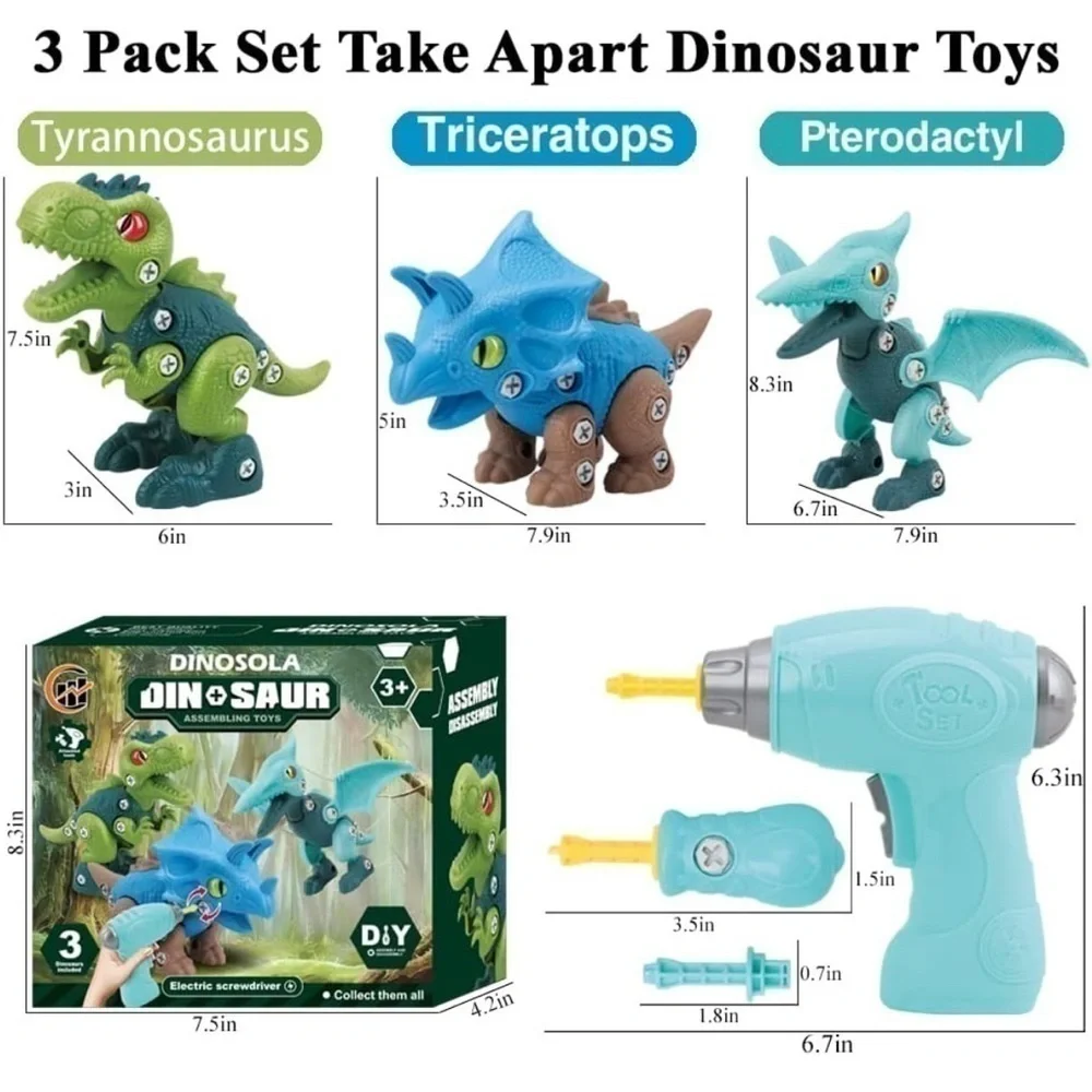 Brand New Dinosaur Figurine Assembling Toy Electric Screwdriver DIY Educational
